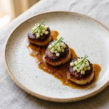 Scallops with Brown Butter and Apple Ceviche
